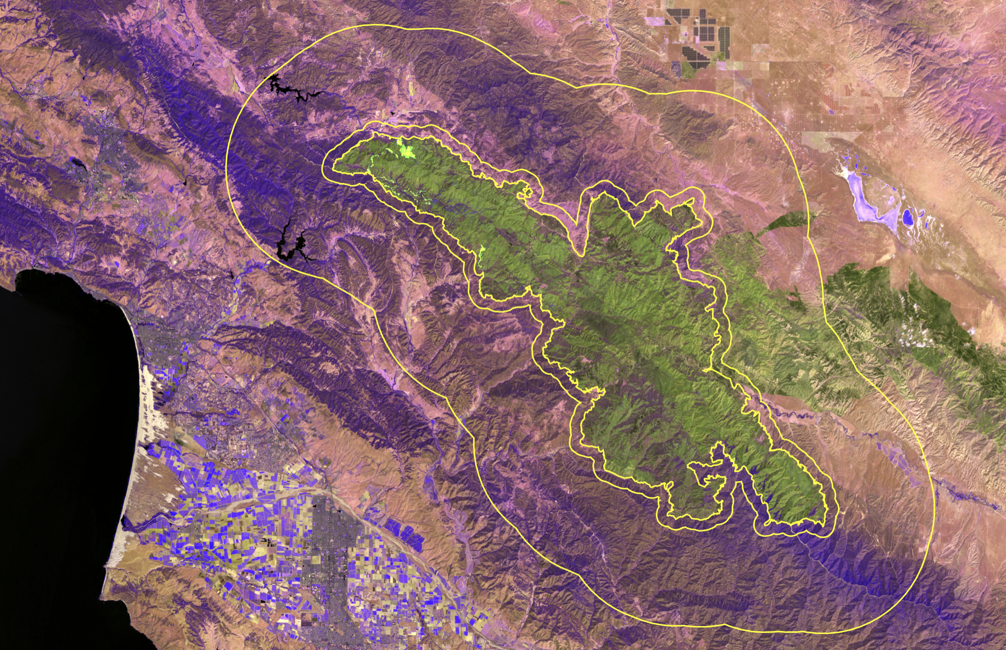 Southern California — HLS Burn Scar with Perimeter Lines