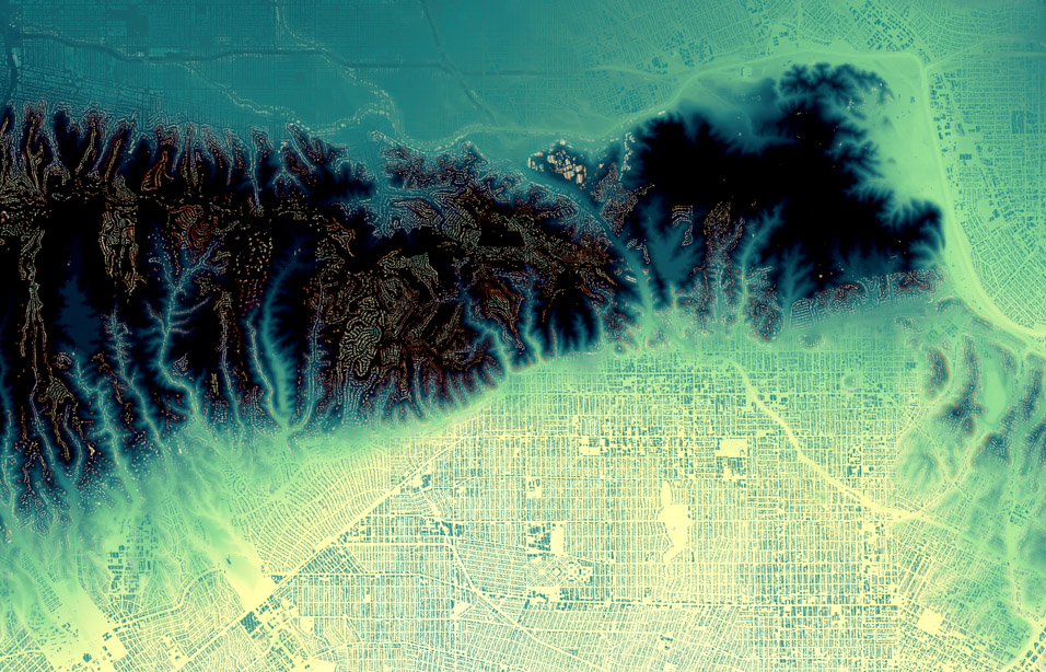 Los Angeles — Overture Buildings, DEM, H3 Elevation Heatmap